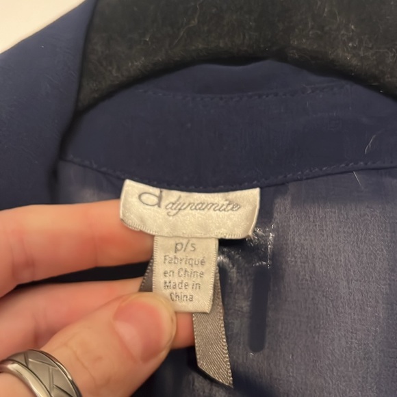 Dynamite Sheer 3/4 Length Sleeve Button Up Blouse - Picture 2 of 2